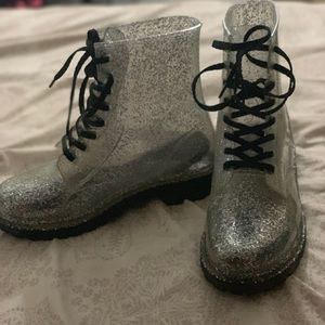 Clear sparkle Combat Boots
